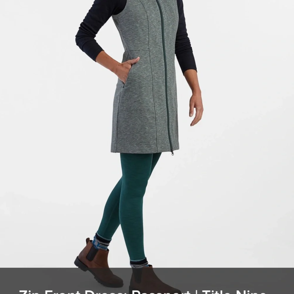 Gray Zip-Front Dress with Pockets - Picture 1 of 2